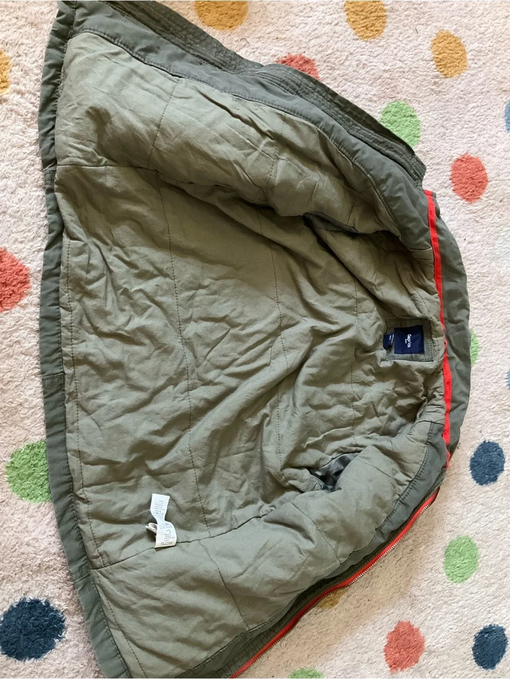 GAP Kids Olive Green Jacket with Orange Zipper